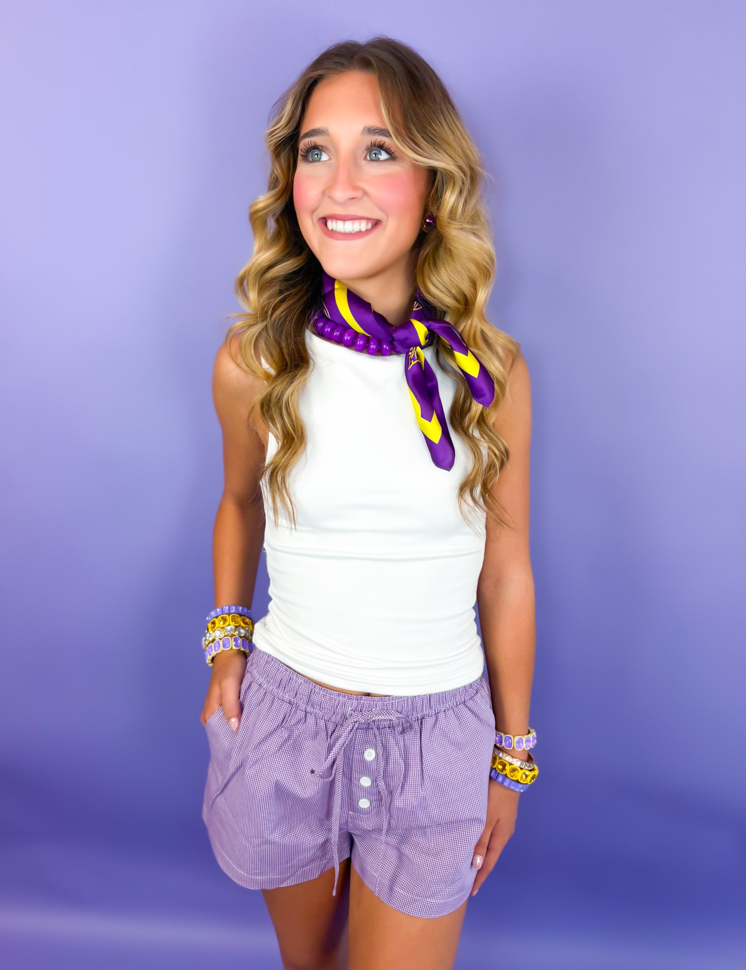 Tailgate Tie Check Shorts - Purple Check