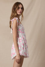 Hearts In Petals Romper - Blush