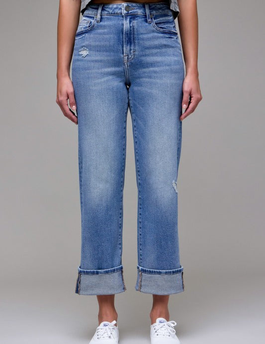 Ella High Rise Classic Straight Cropped Jeans - Medium Wash