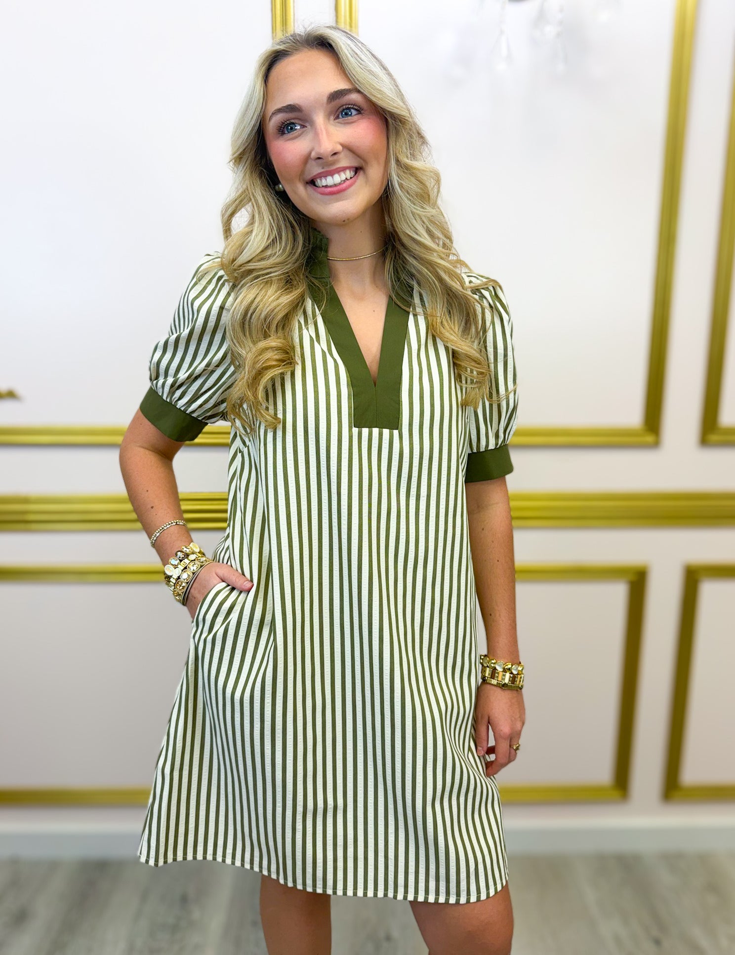 Lost In A Daydream Dress - Olive
