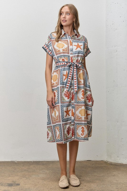 Riviera Tiles Midi Dress