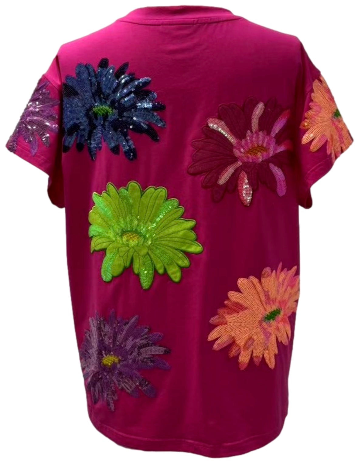 QOS Hot Pink Multi Flower Tee