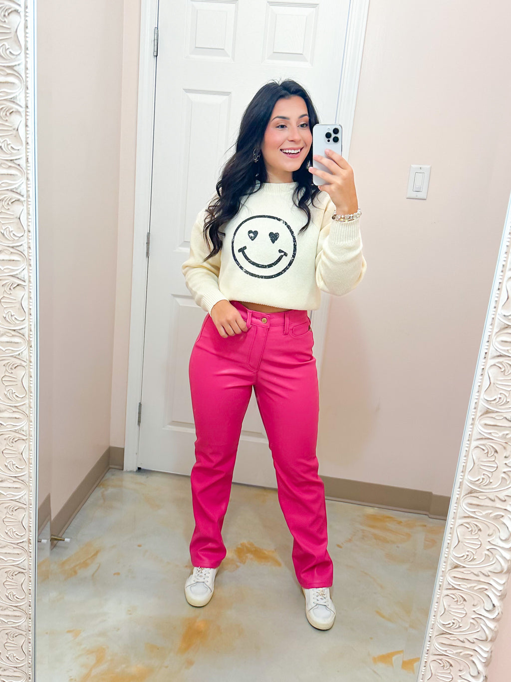 Pink Faux Leather Pants