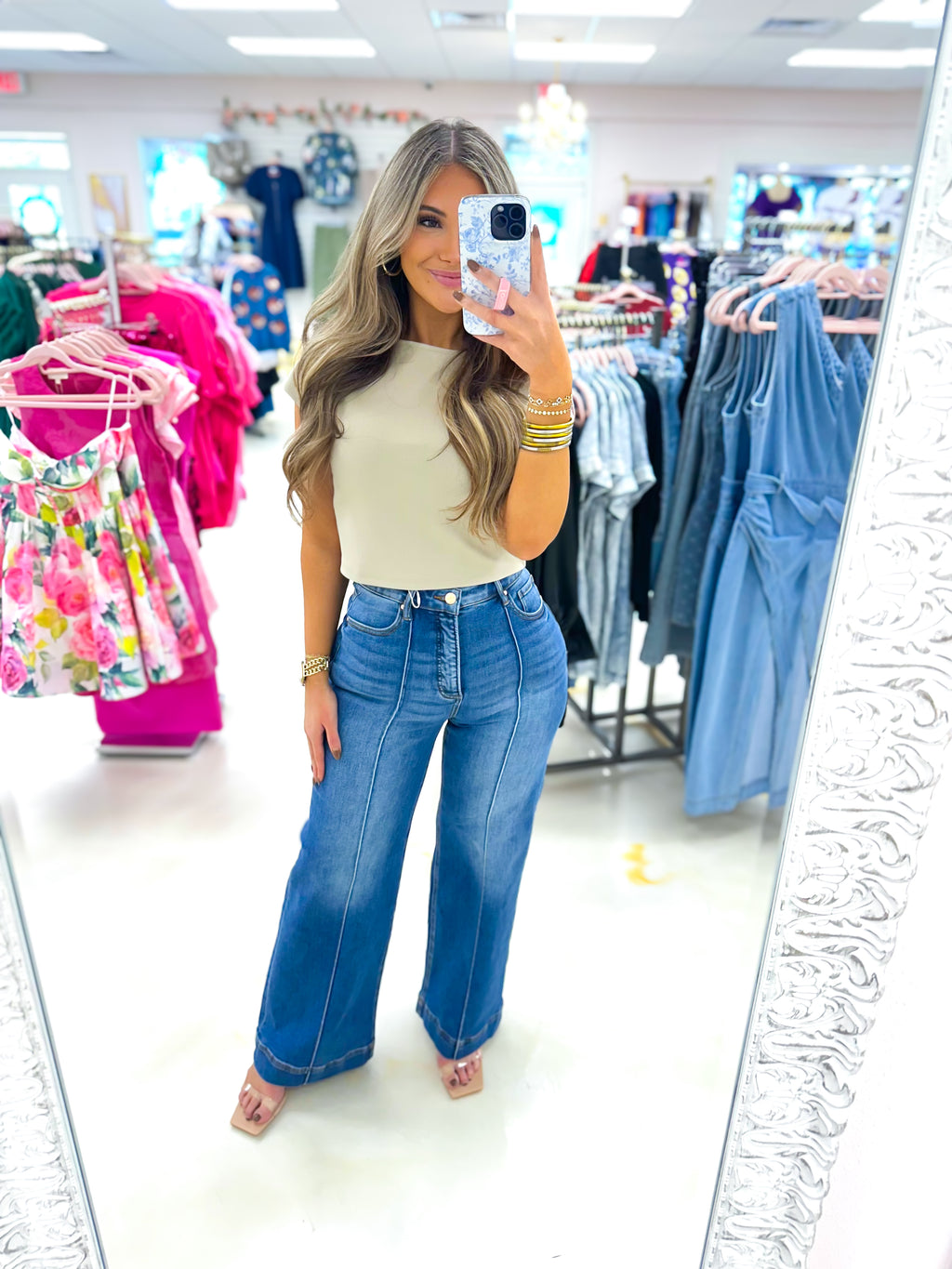 High Rise Tummy Control Wide Leg Jean