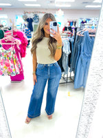 High Rise Tummy Control Wide Leg Jean