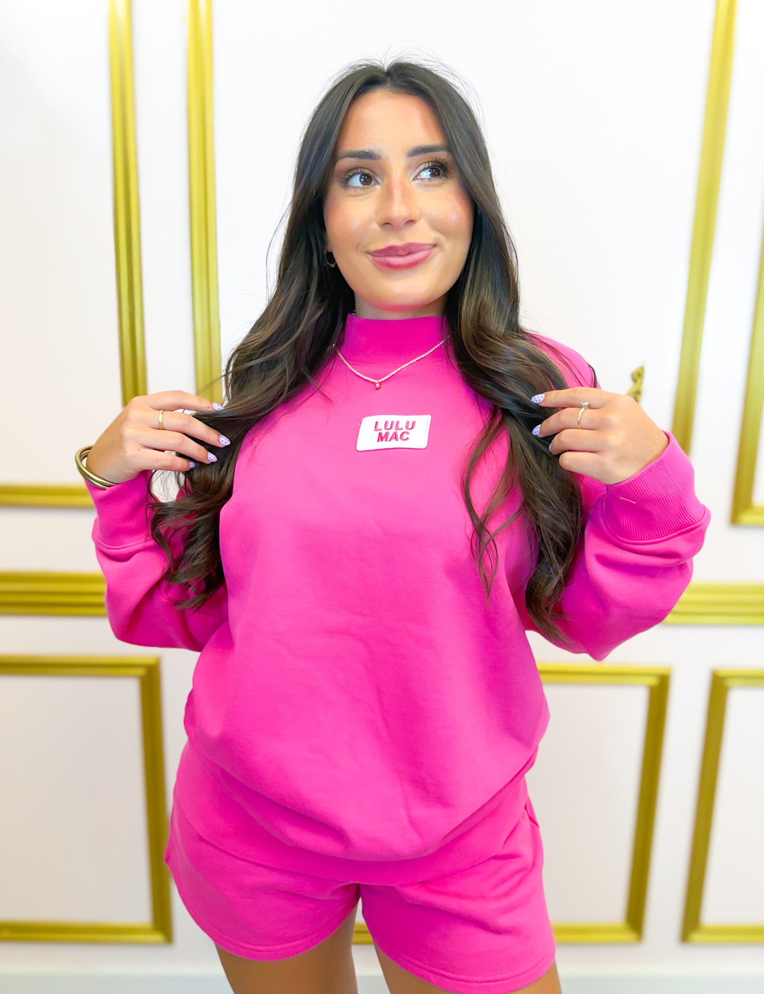 Lulu Mac Long Sleeve Terry Cloth Top - Hot Pink