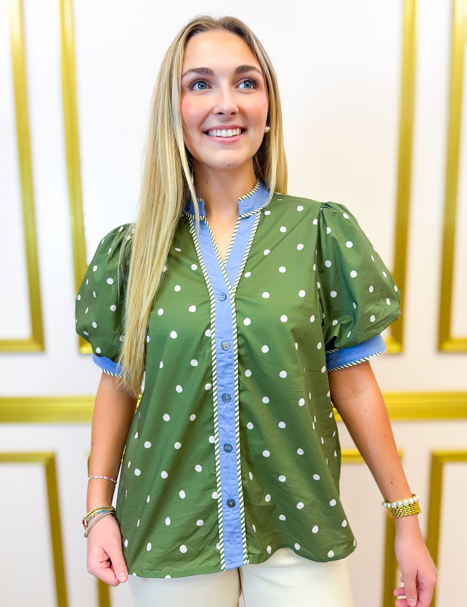 Business Babe Dot Top - Olive
