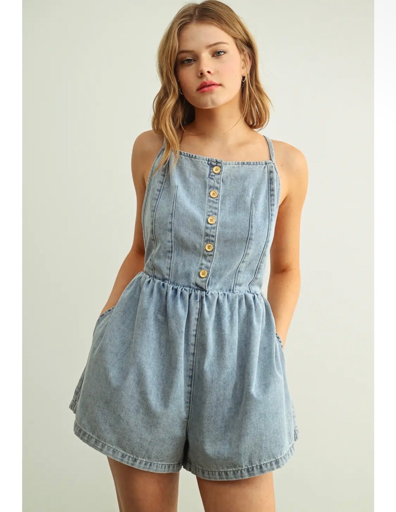 Better Days Denim Romper - Light