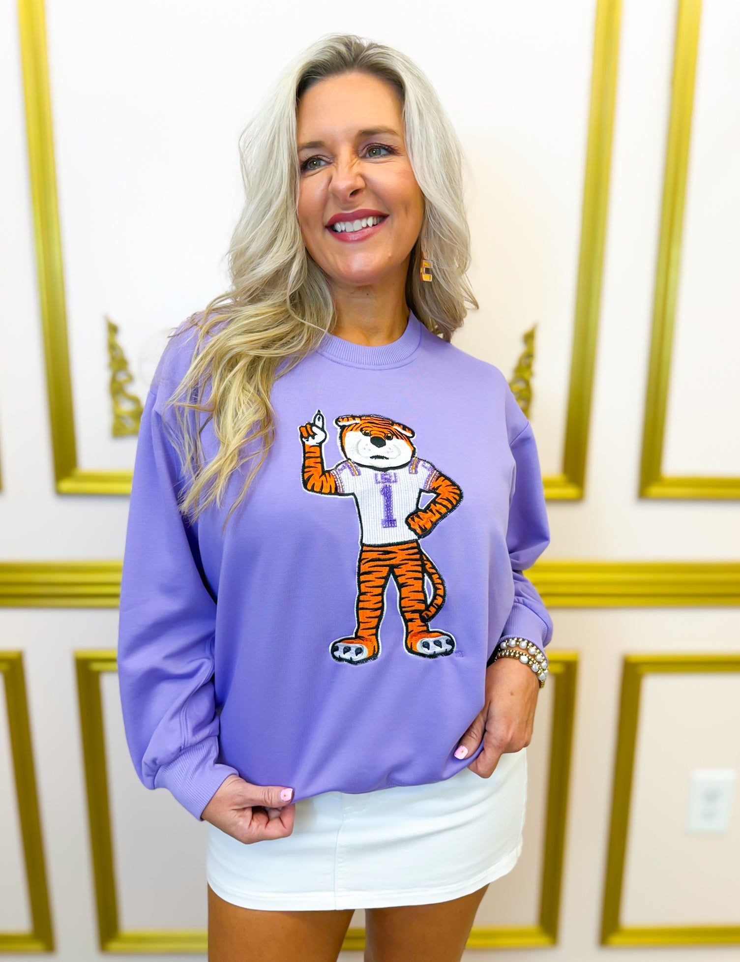 LSU Mike The Tiger Sarah Sweatshirt - Lavender