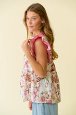 Spring Morning Floral Top Pink