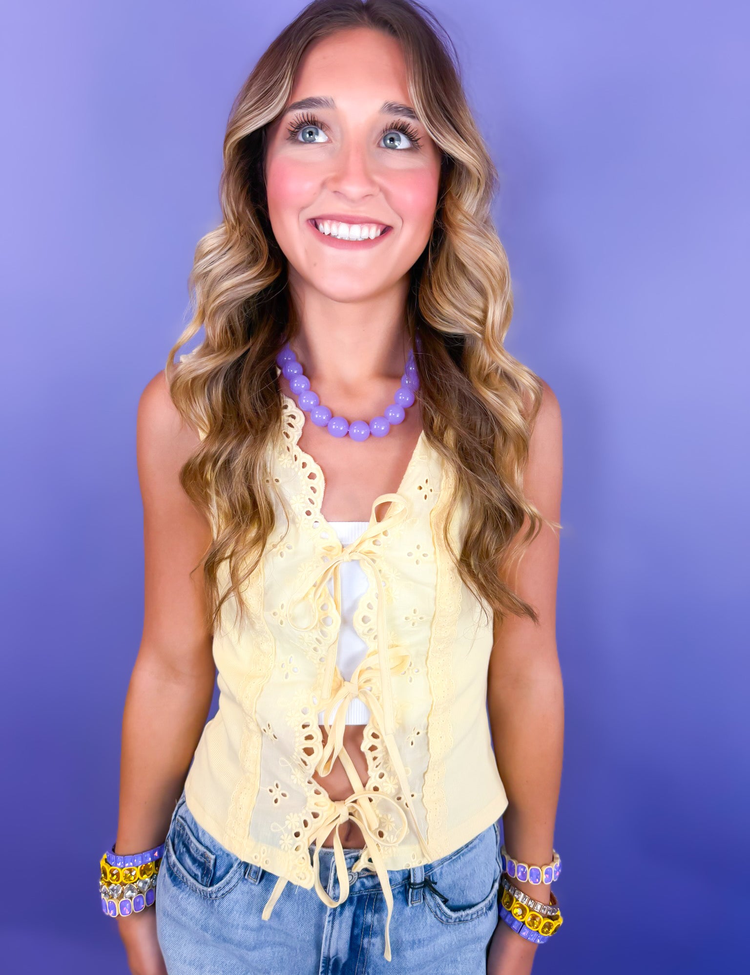 Golden Hour Lace Top - Yellow