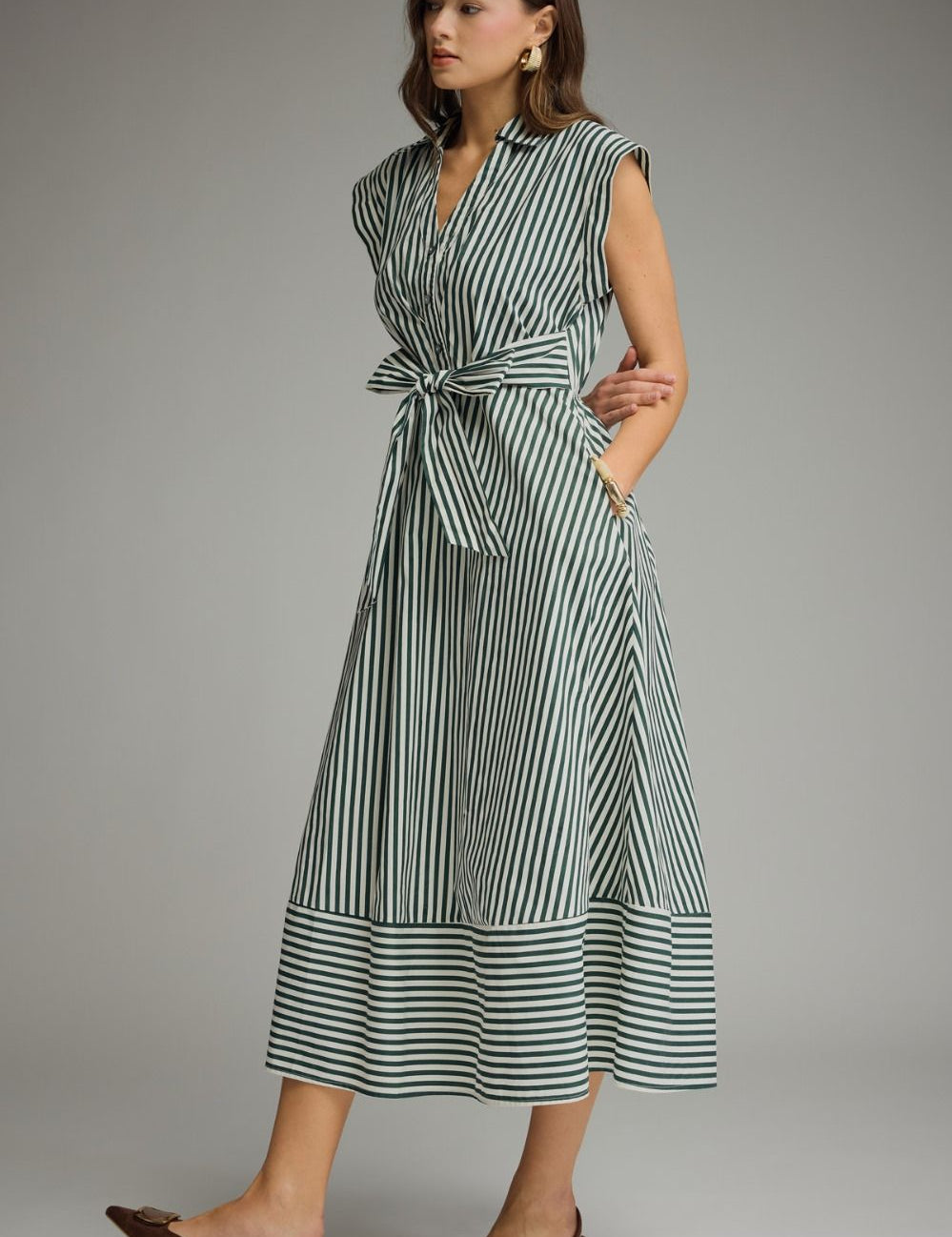 Always Unforgettable Striped Midi Dress - Green