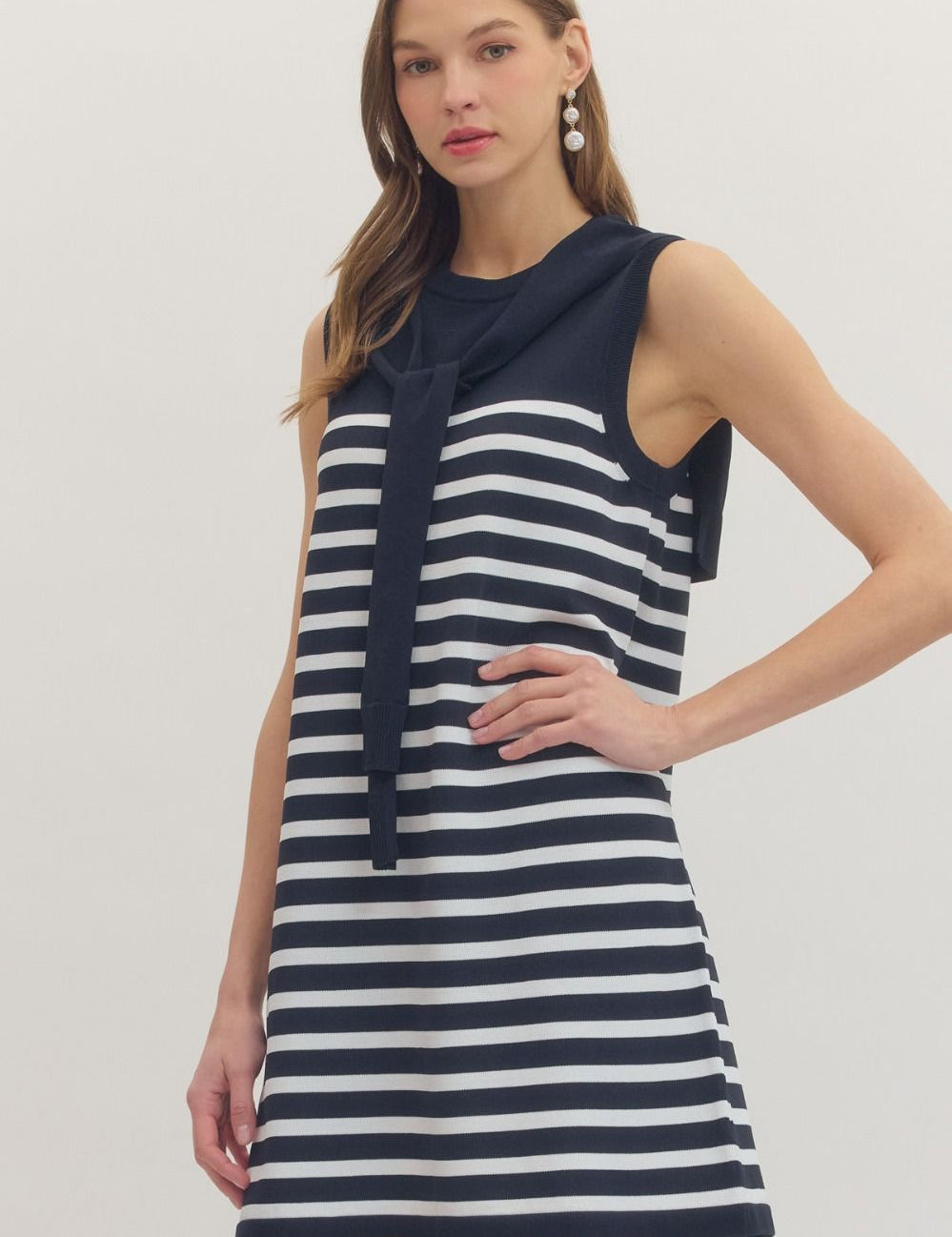 Preppy Chic Mini Dress - Navy