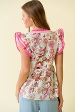 Spring Morning Floral Top Pink