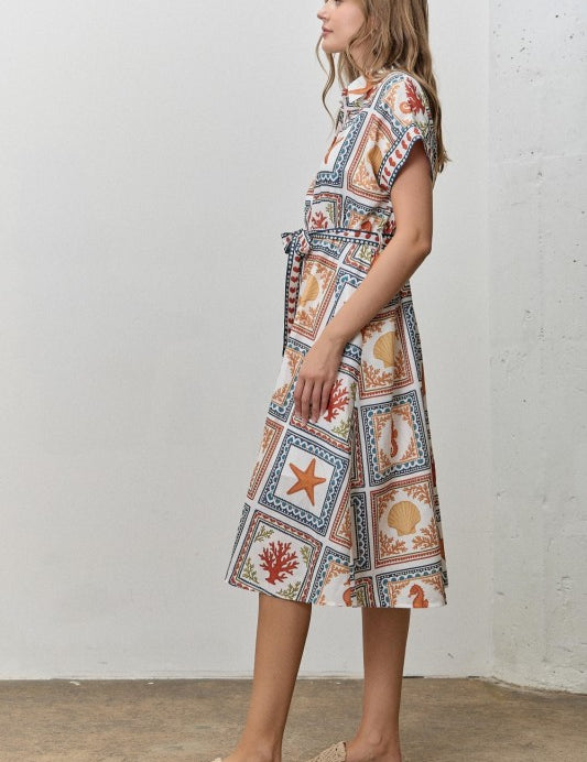 Riviera Tiles Midi Dress