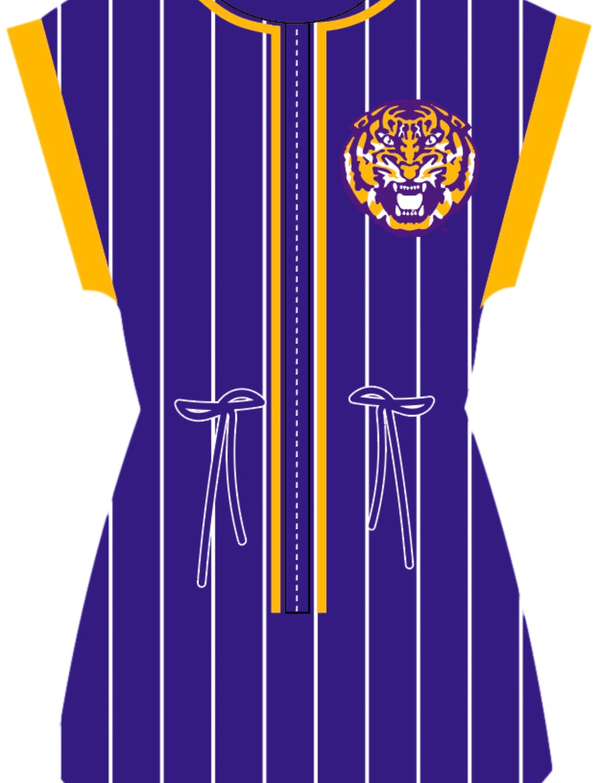QOS Licensed LSU Striped Mascot Cotton Zip Up Romper
