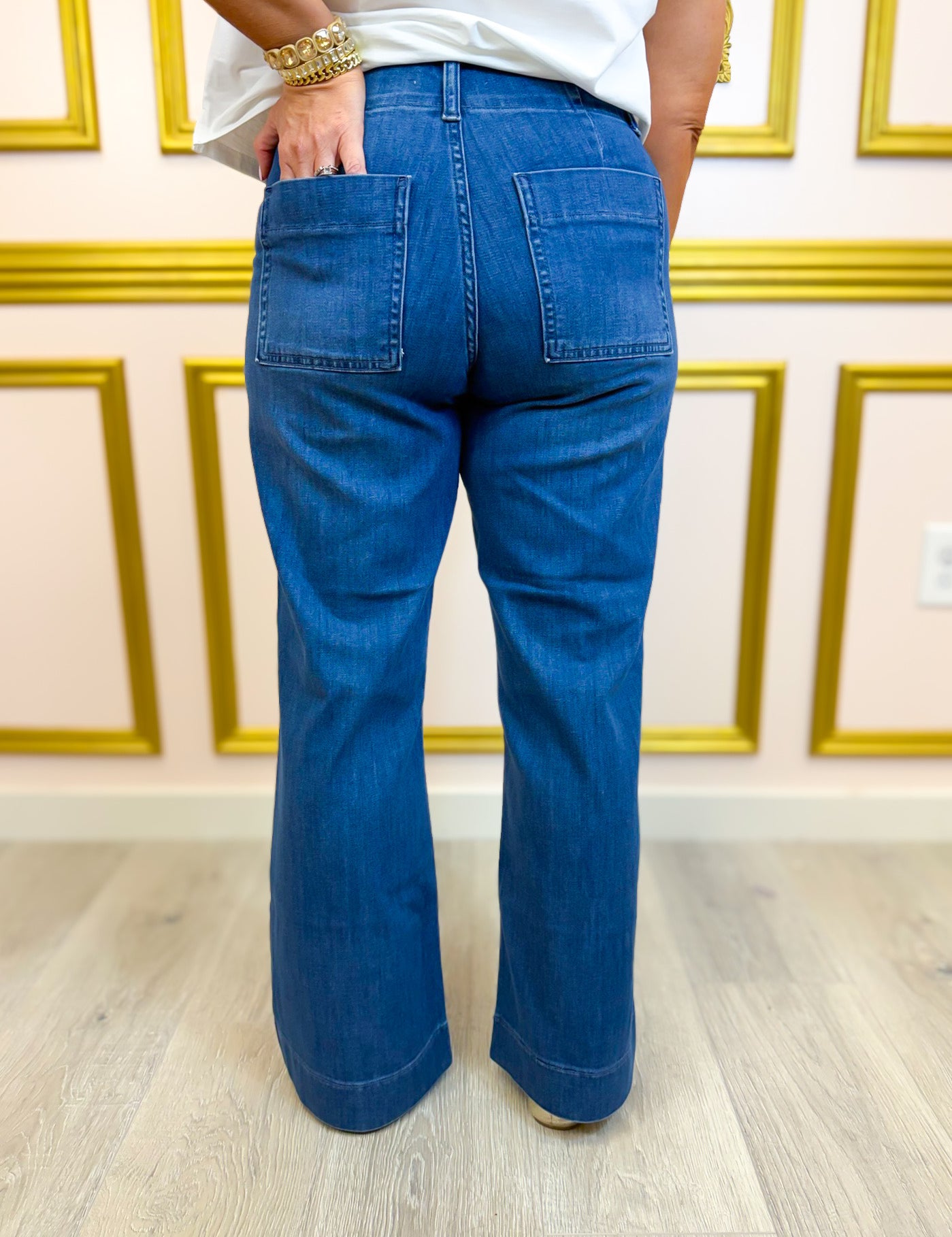 Pintuck Wide Leg Jean - Dark