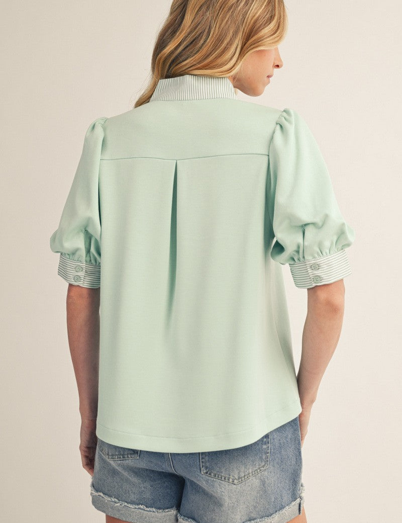 Professionally Preppy Top - Mint