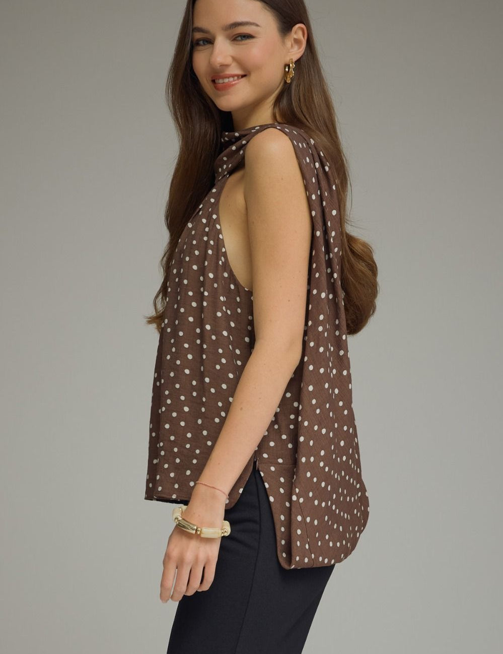 Polka Dot Daydreaming Top - Brown