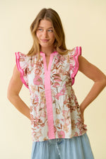 Spring Morning Floral Top Pink
