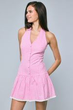 Charm In Check Mini Dress - Pink
