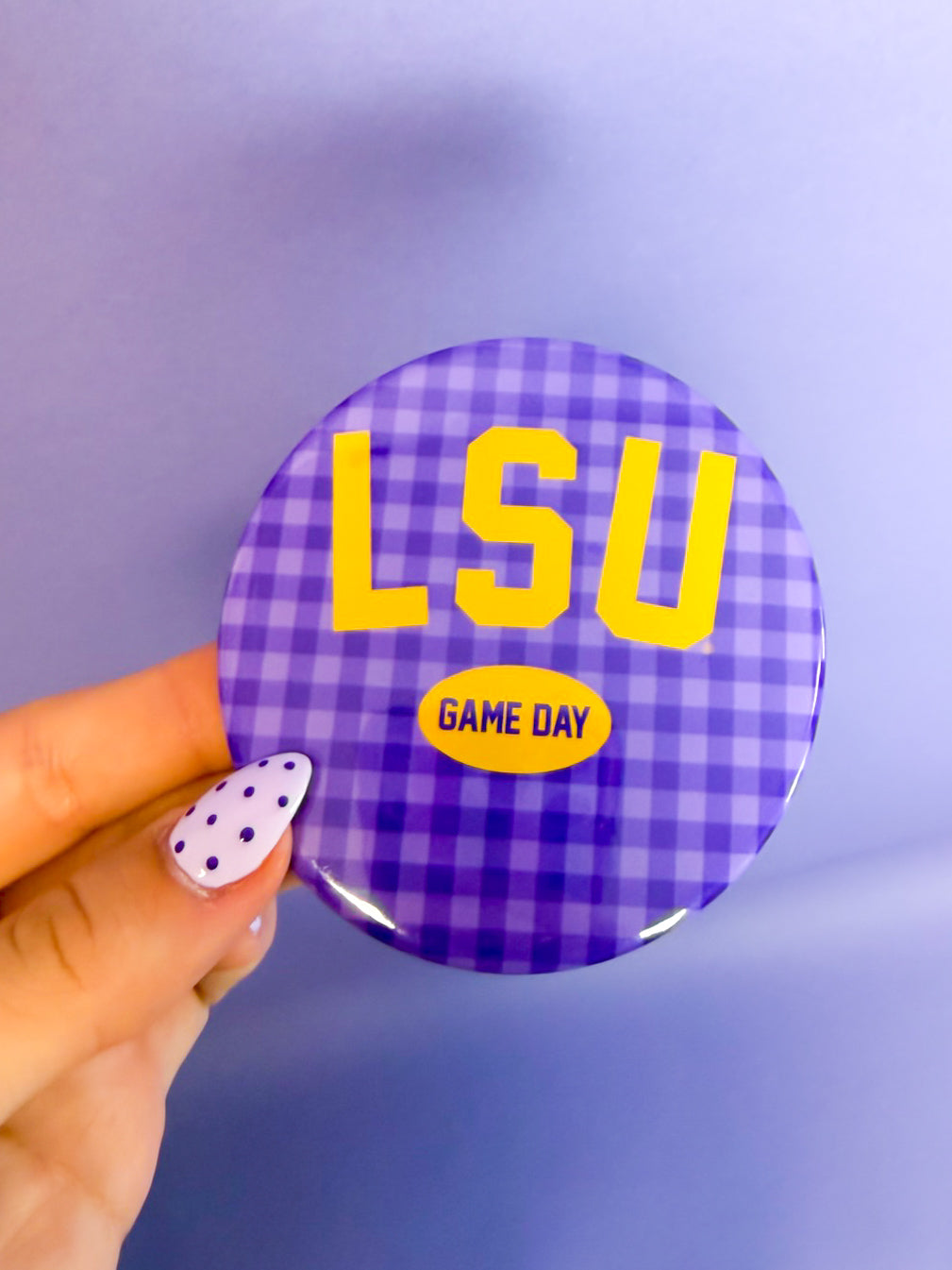 LSU Game Day Gingham Button