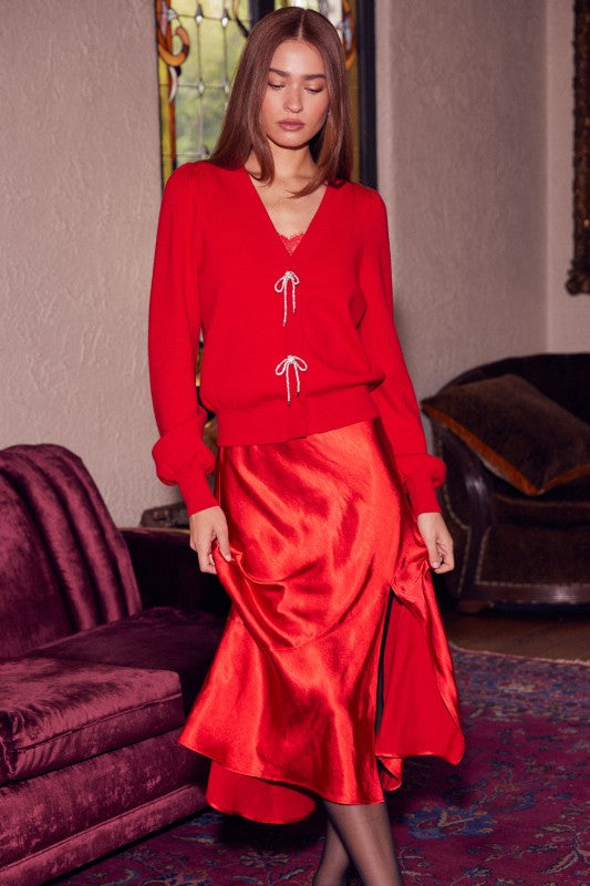 Tied Up In Diamonds Sweater Red