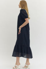 All Ruffled Up Dress -Navy