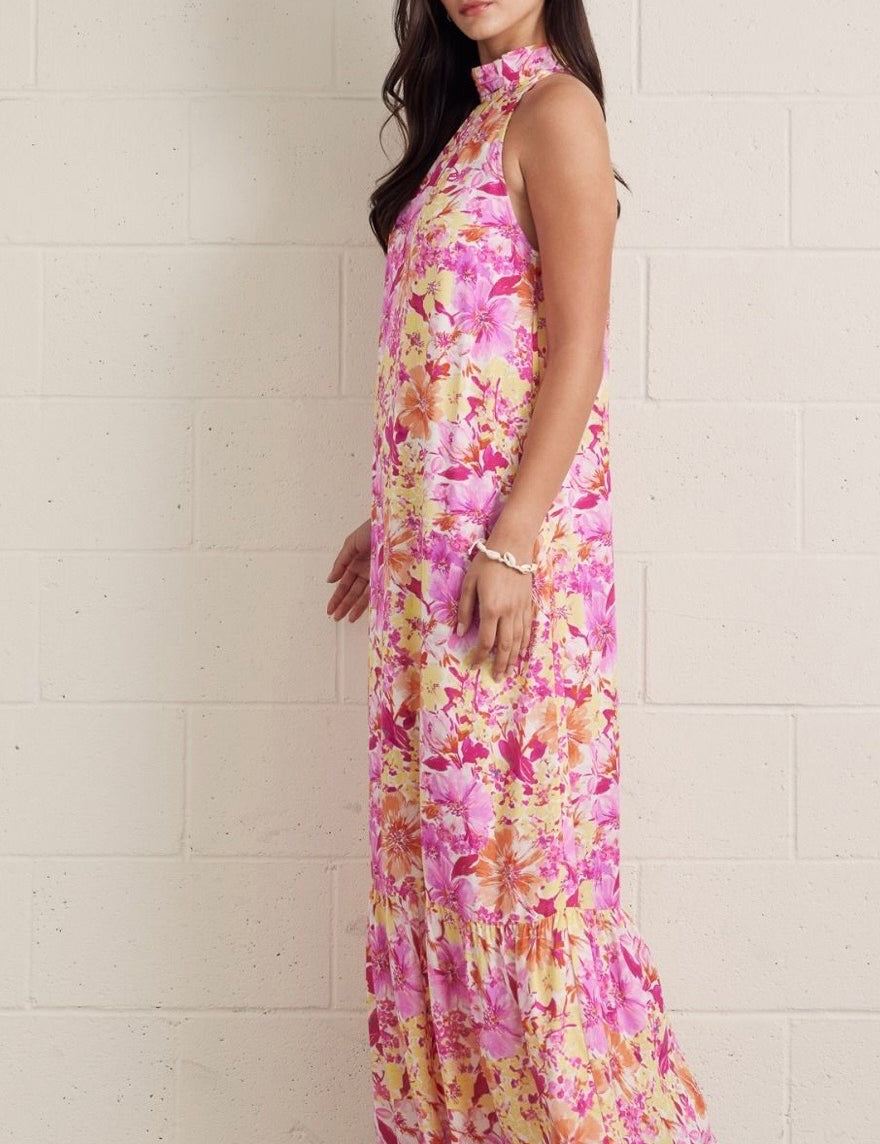 Bayou Breeze Floral Maxi Dress - Pink