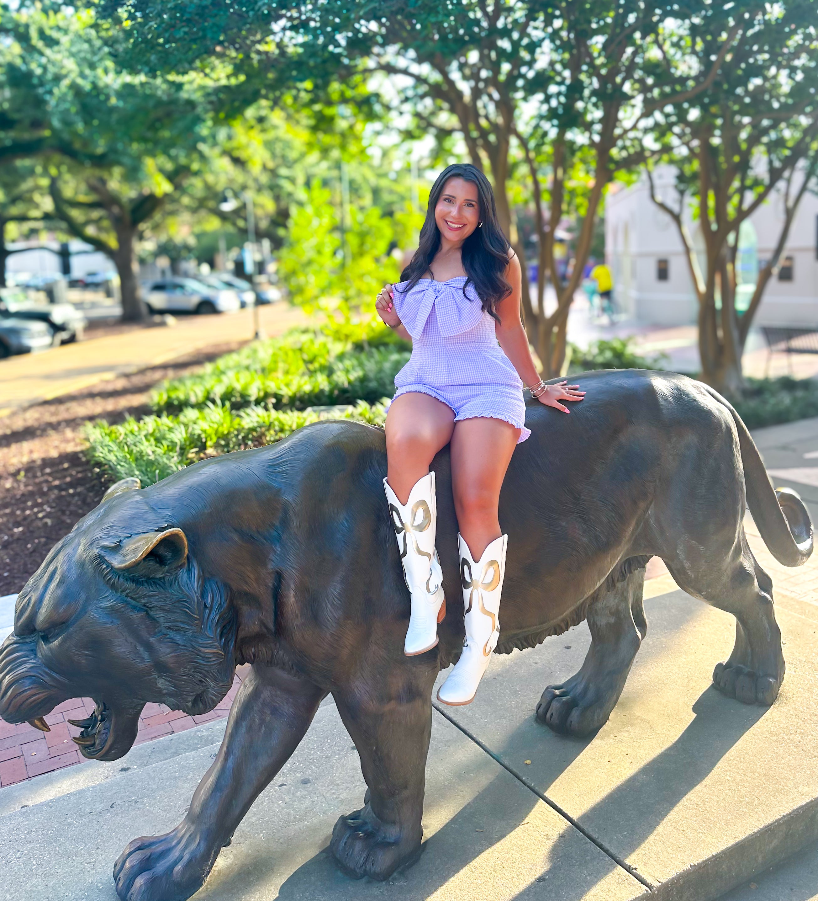 Gingham Girly Romper Lavender