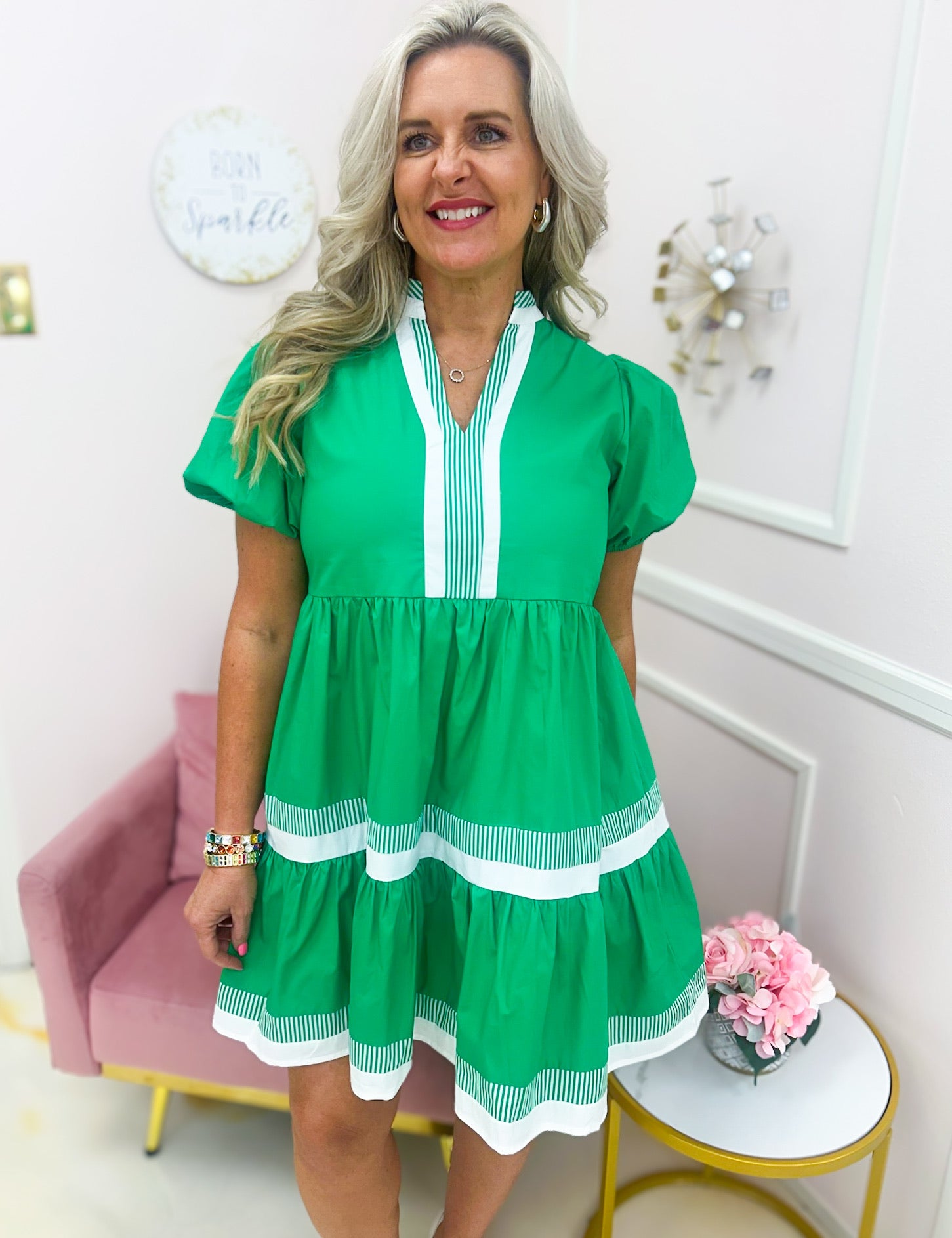 Fern Flounce Mini Dress