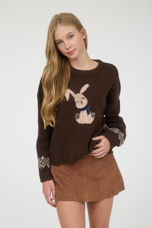Bunny In A Blizzard Sweater Brown