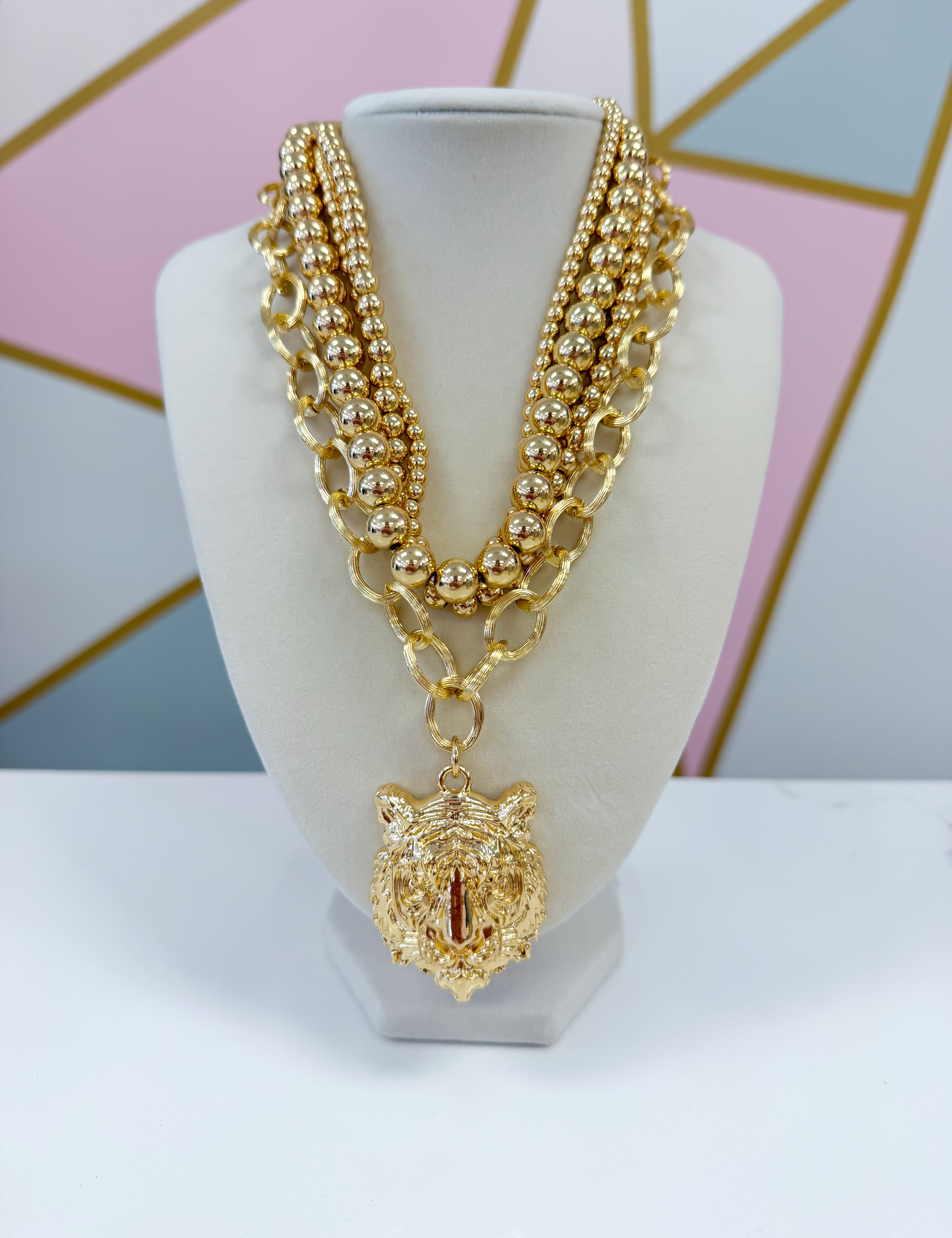 Bree Layered Necklace - Tiger Gold