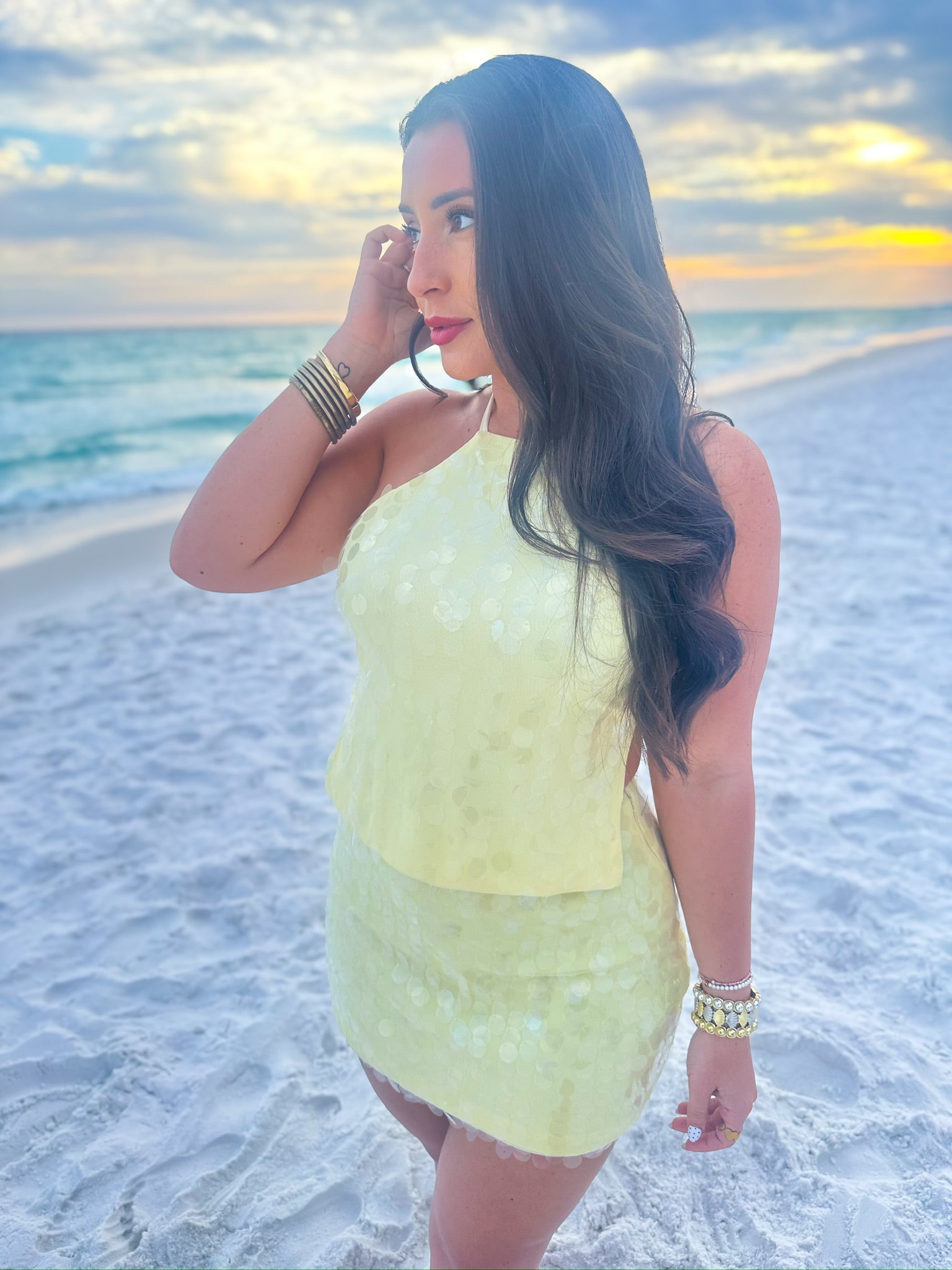 Stolen Glances Sequin Set - Yellow