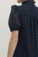 All Ruffled Up Dress -Navy