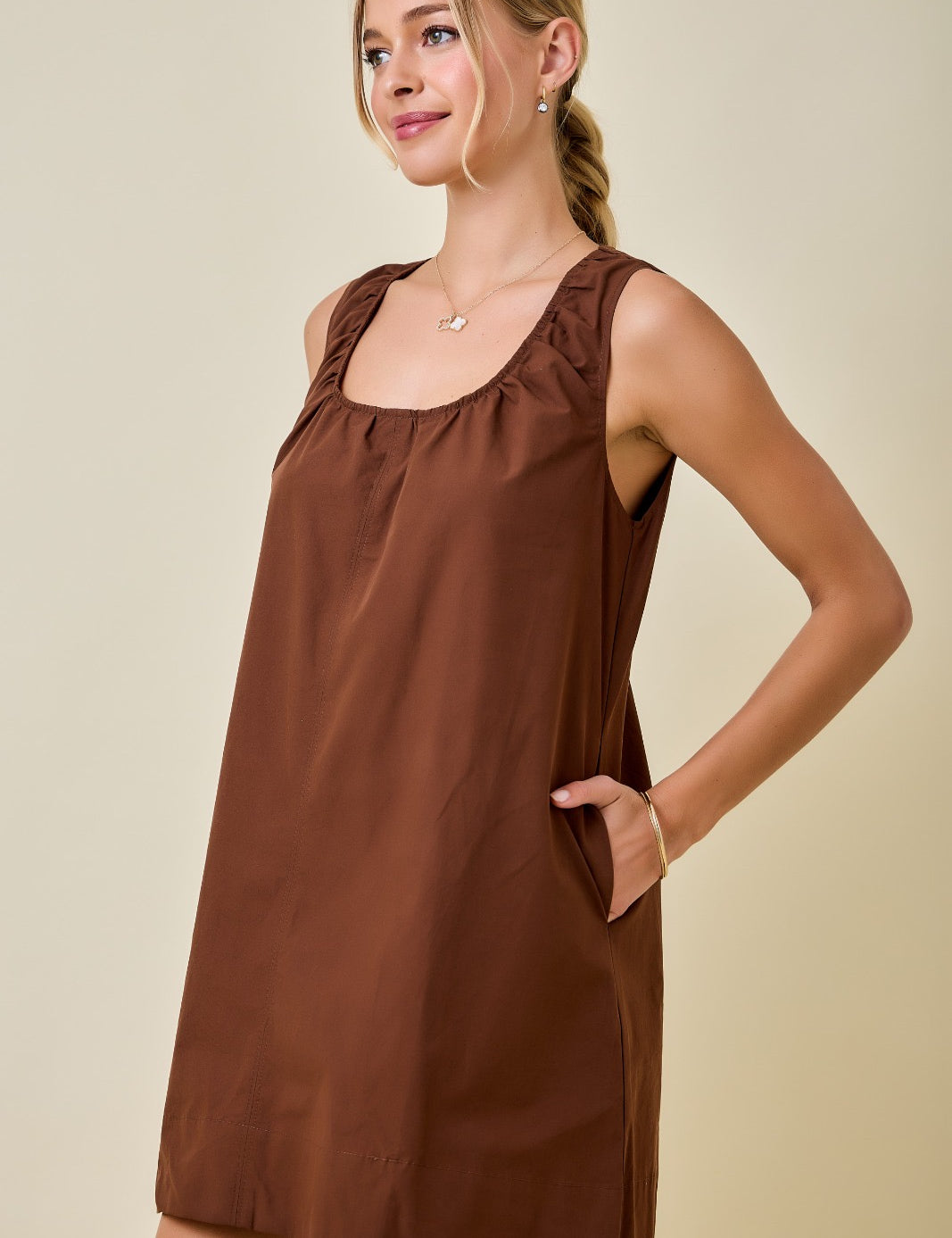 Effortless Icon Mini Dress - Brown