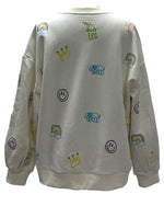 QOS Beige Multi Crayon And Doodle Sweatshirt