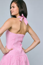 Charm In Check Mini Dress - Pink