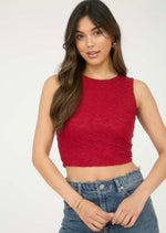 No Excuses Lace Tank Red