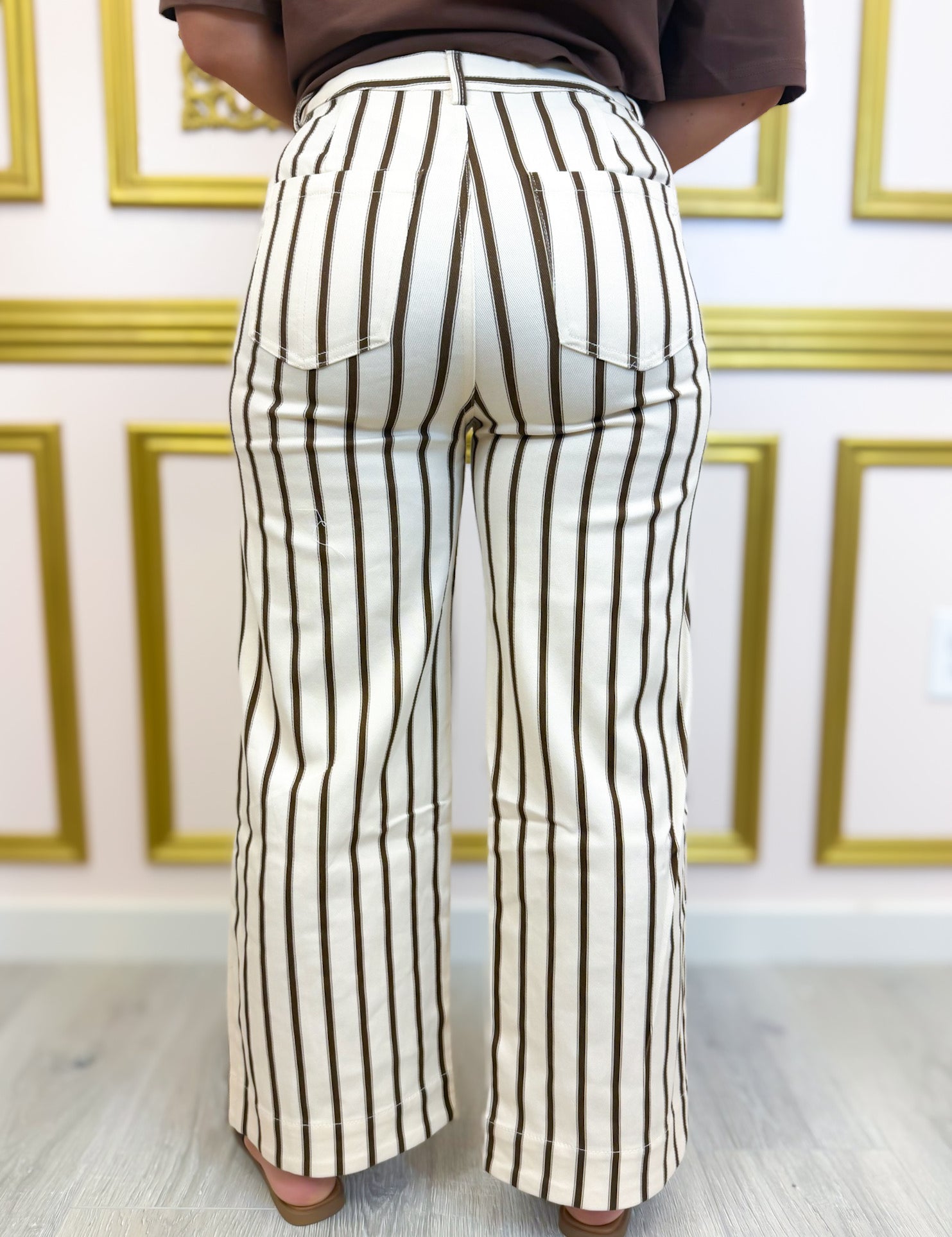 Modern Striped Pants - Brown