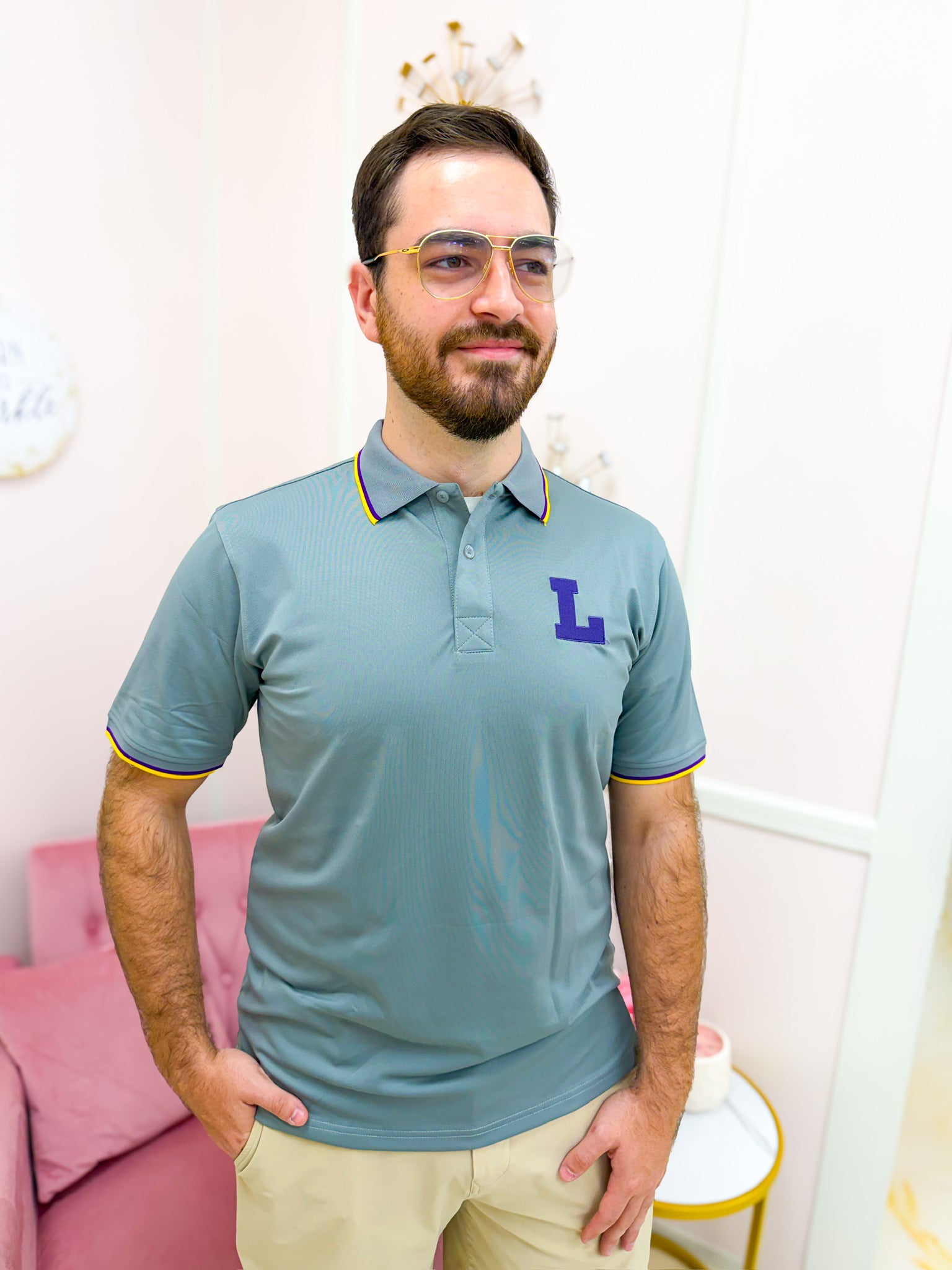 LSU Vintage L Men’s Polo - Grey