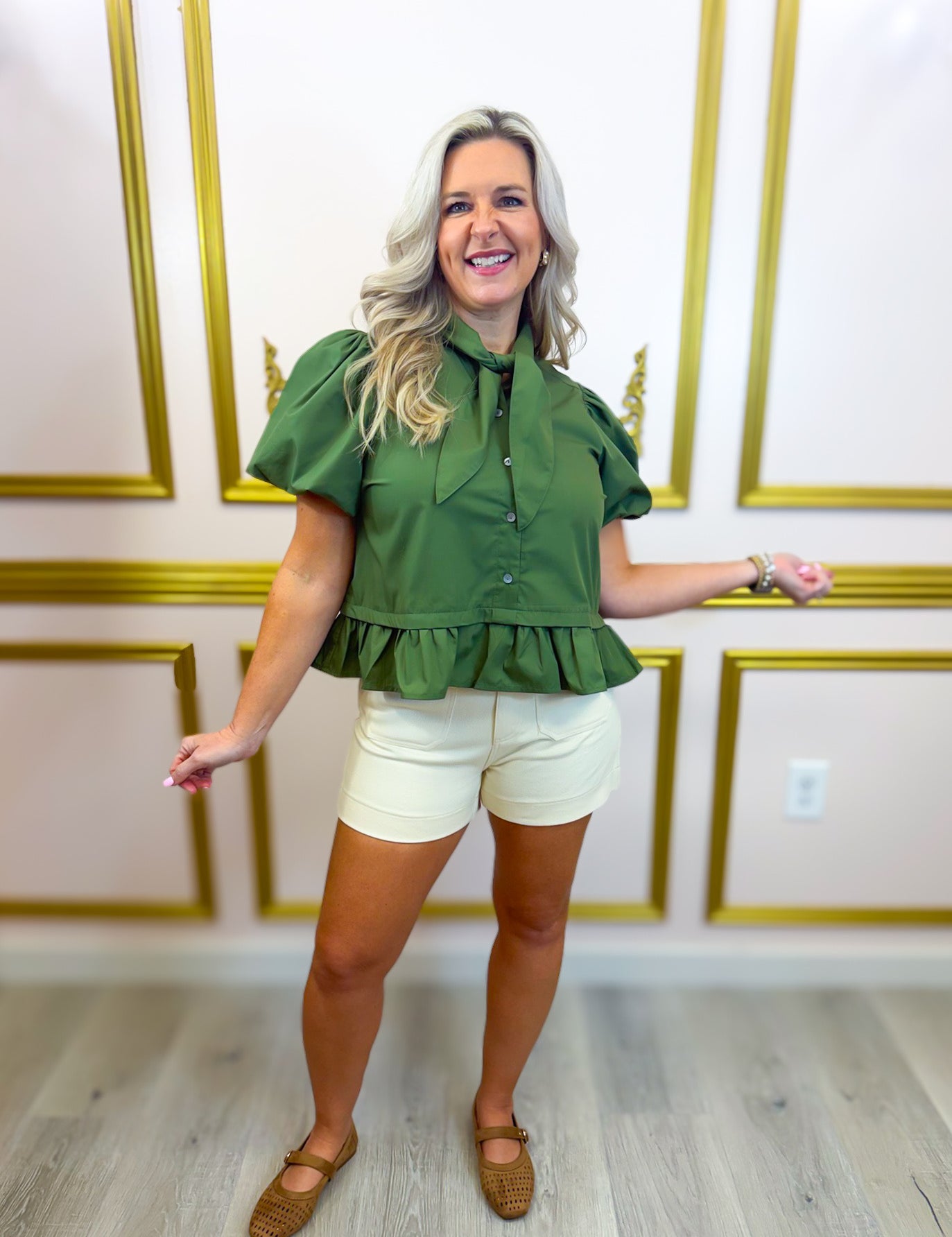 Elle In Autumn Top - Olive