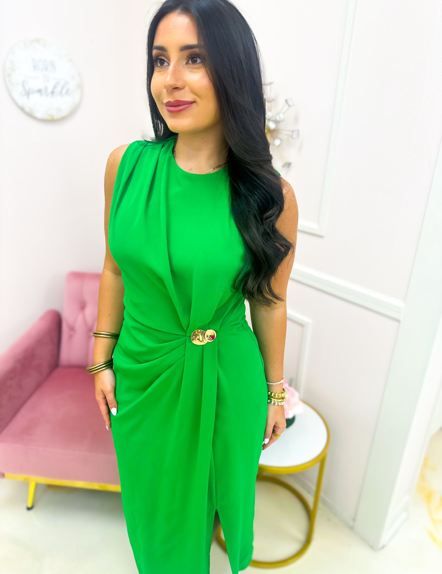 Class Act Midi Dress -Green