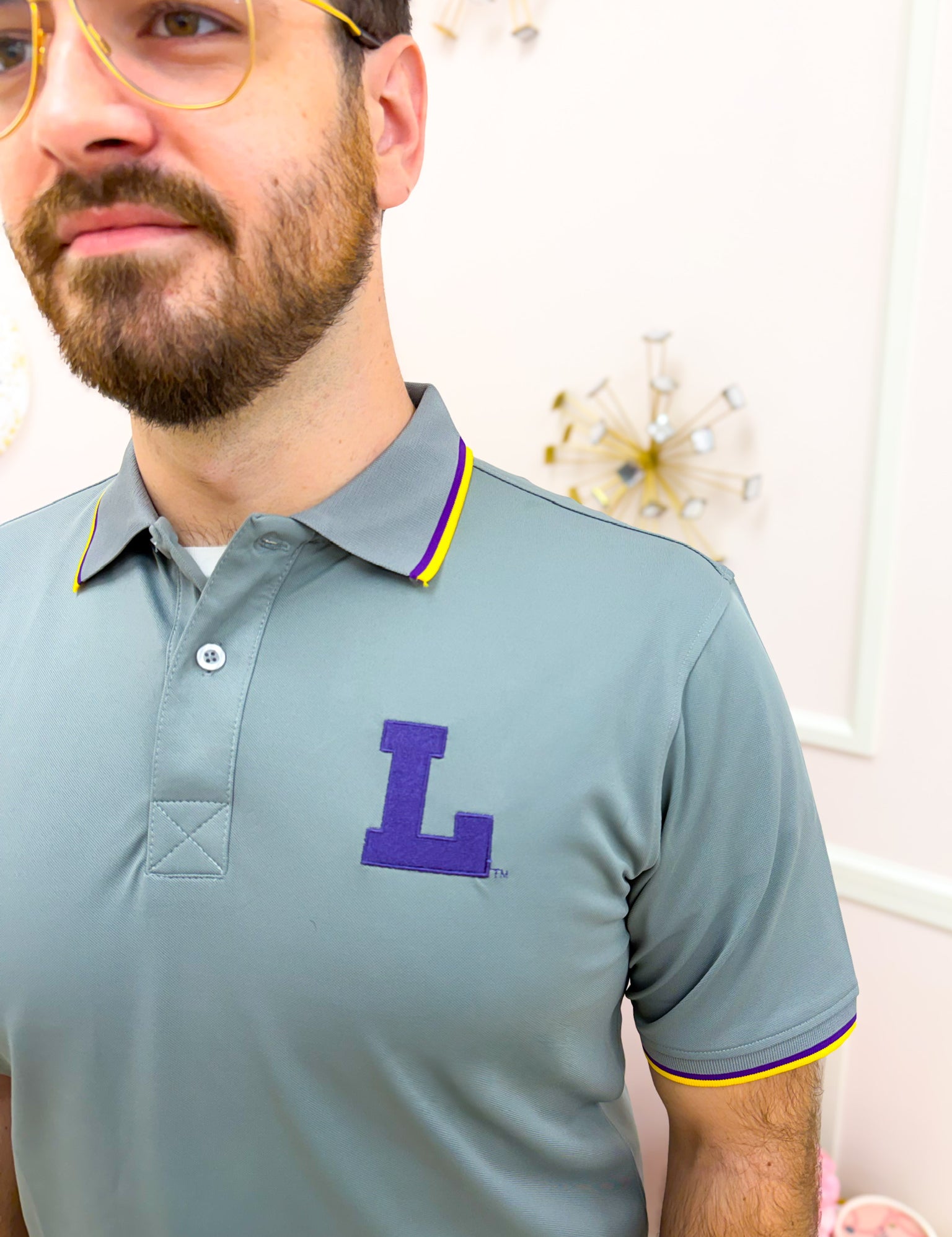 LSU Vintage L Men’s Polo - Grey