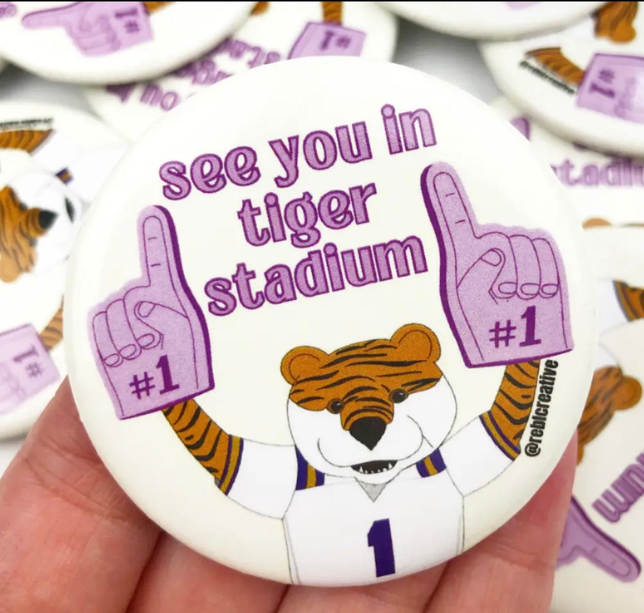 See You In Tiger Stadium Button - Cream