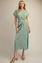 Grace Gathered Dress Sage