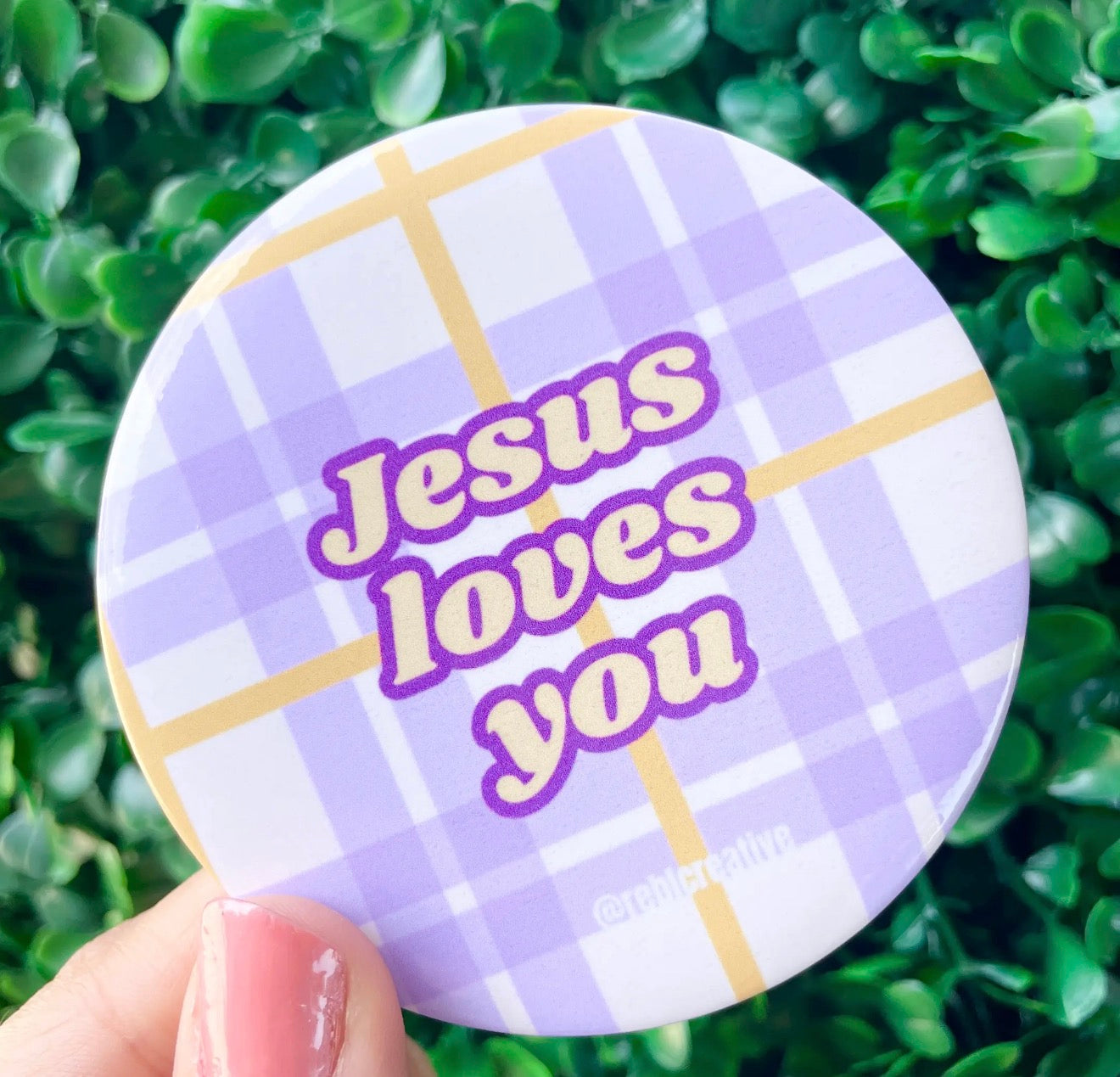 Jesus Loves You Button - Purple