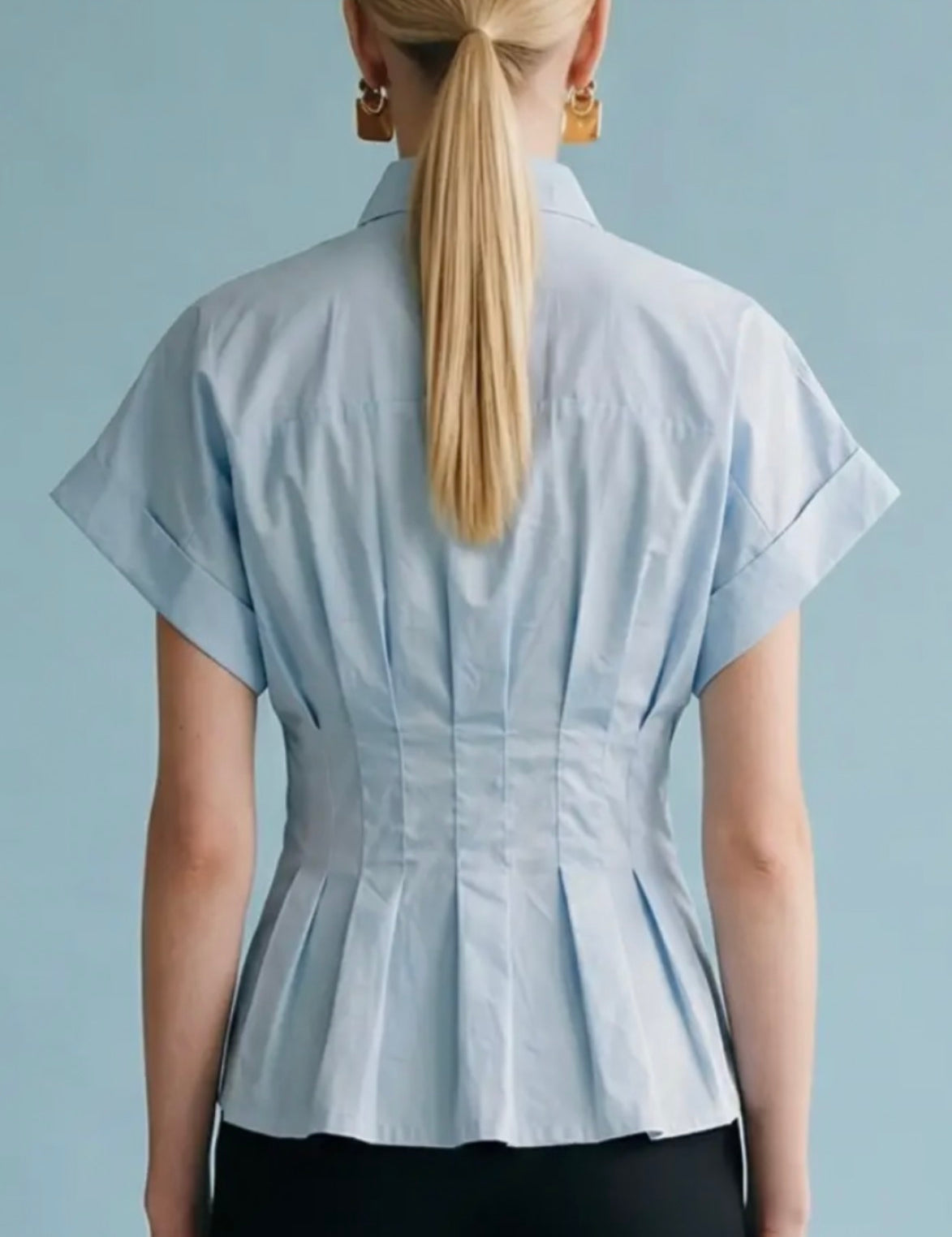 Graceful Peplum Top - Sky Blue