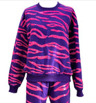 QOS Purple & Neon Pink Tiger Stripe Sweatshirt