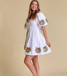 The Puff Sleeve Dress Tigers White